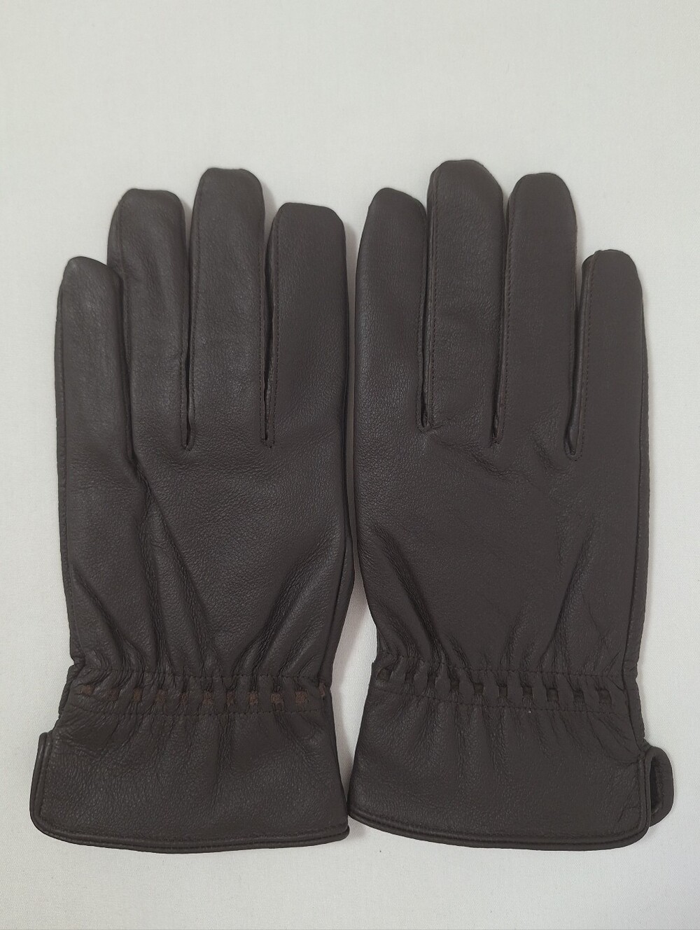 Women's Dark Brown Leather Gloves - Elegant Winter Accessory